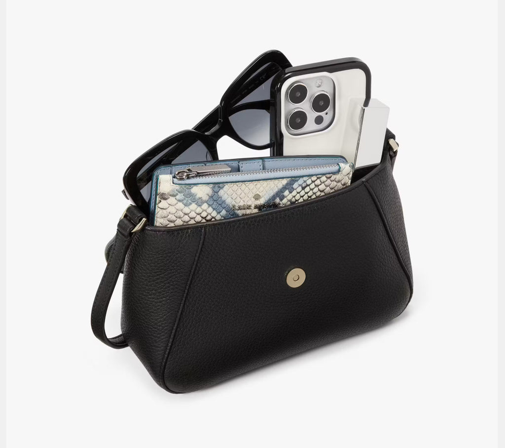 NWT Kate Spade Monica Small Flap Crossbody Leather Bag In Black