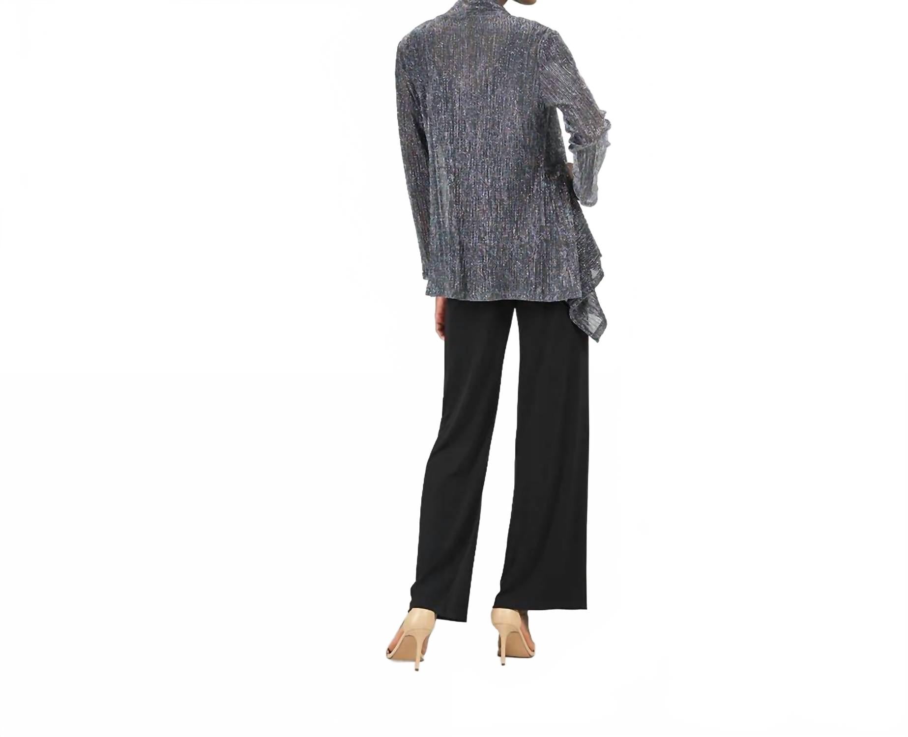 Drape Tunic Cardigan In Silver