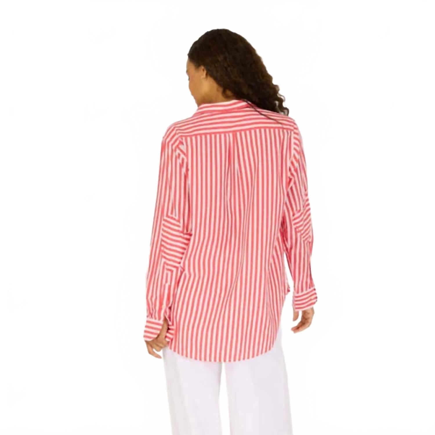 Mia Stripe Shirt Top In Red/white