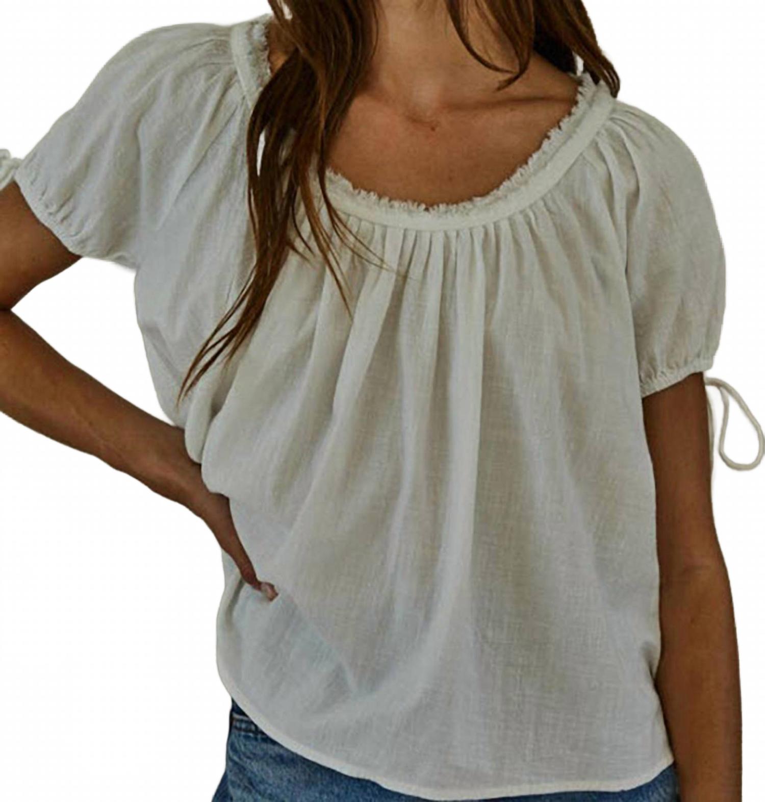 Charmed Tie Detail Sleeve Top In Off White