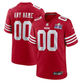 Men's San Francisco 49ers Scarlet Super Bowl LVIII Patch Custom Game Jersey1