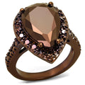 IP Coffee light Brass Ring with AAA Grade CZ in Light Coffee