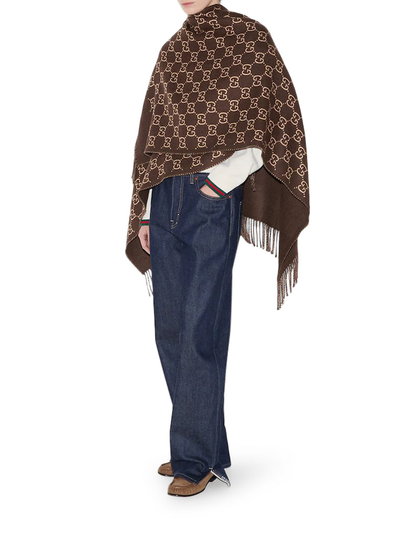Gucci Women Gg Wool Jacquard Cape