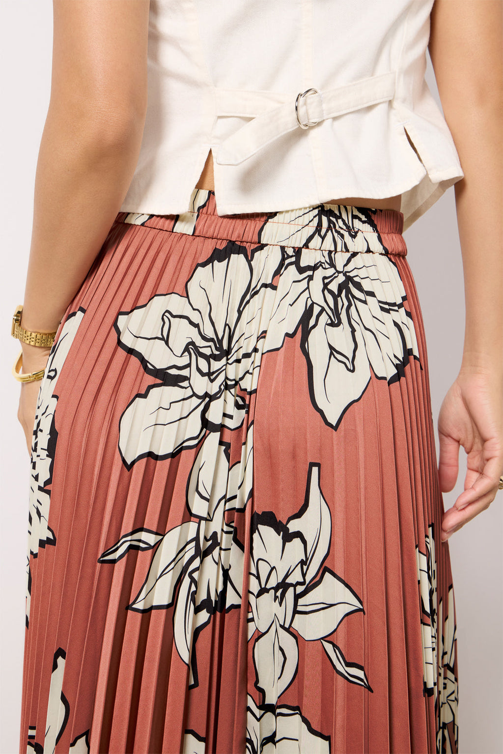 Women's Satin Pleated Midi Skirt