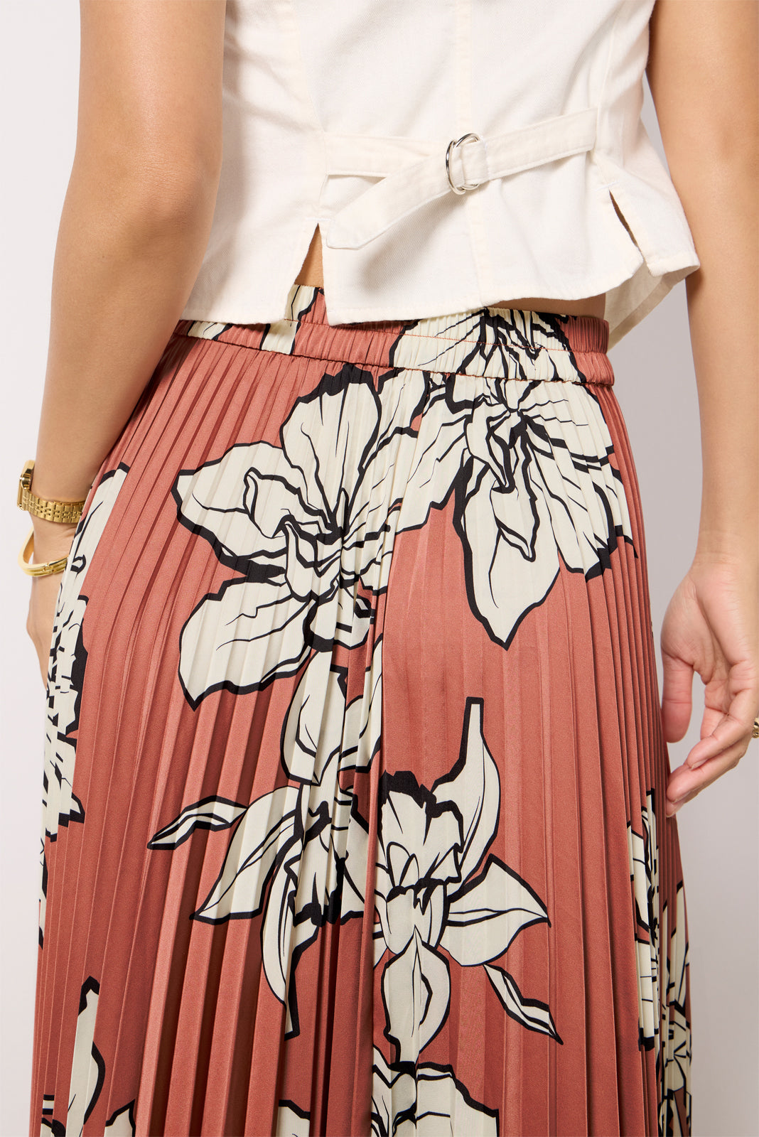 Women's Satin Pleated Midi Skirt