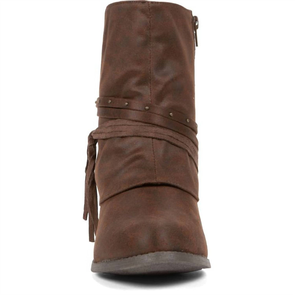 Women's Petra Boots In Dark Brown Distressed Suedelike