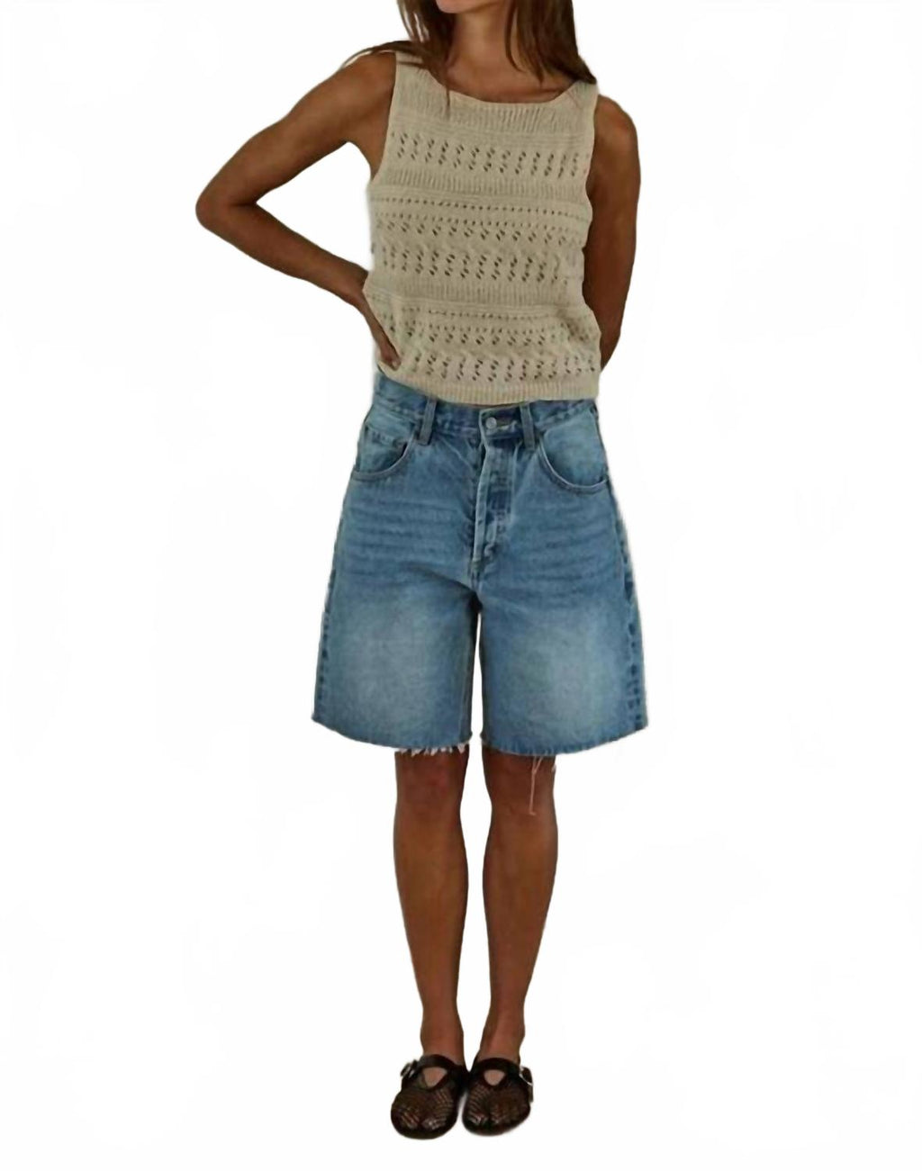 Rael Sleeveless Sweater Pullover Top In Light Taupe