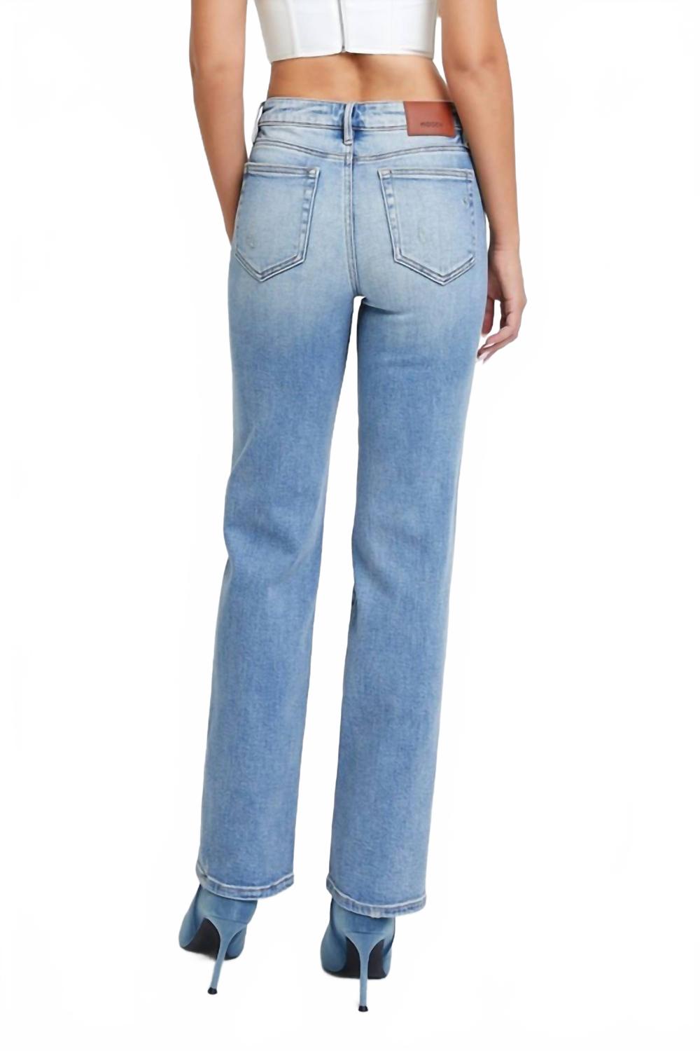 Tracey Mid Rise Straight Jeans In Light Blue