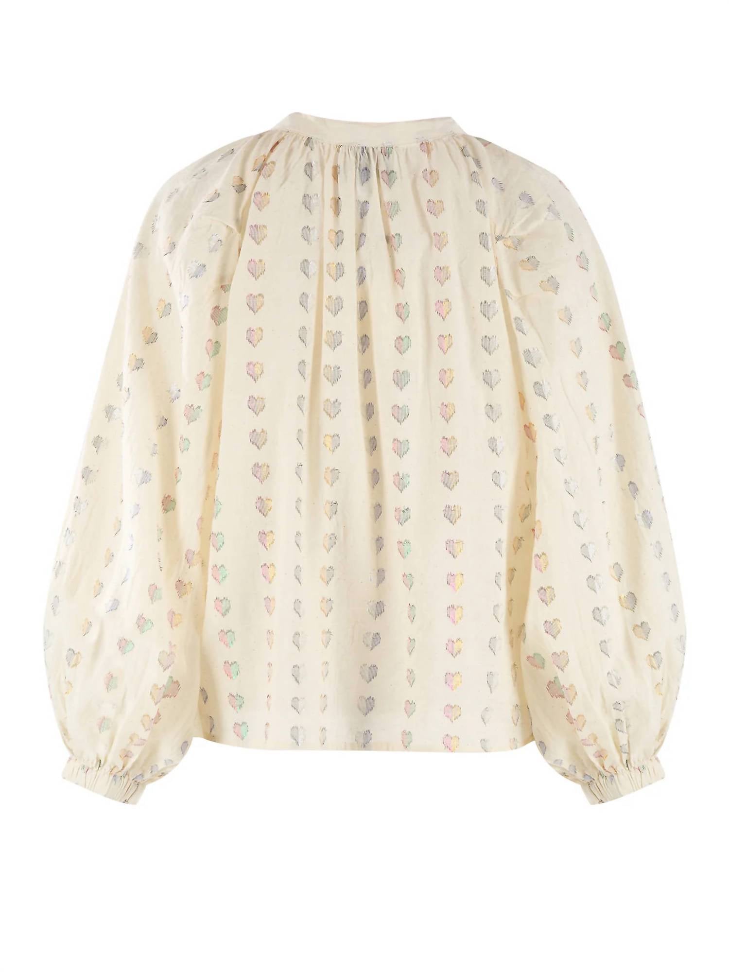 Lurex Hearts Minka Shirt In White
