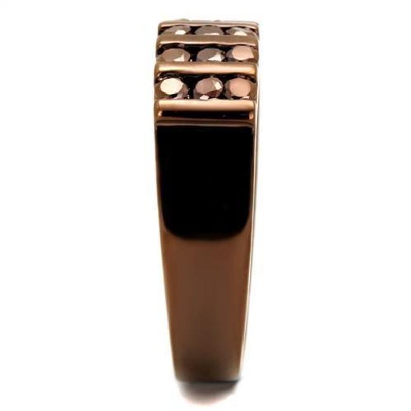 IP Coffee light Brass Ring with AAA Grade CZ in Light Coffee
