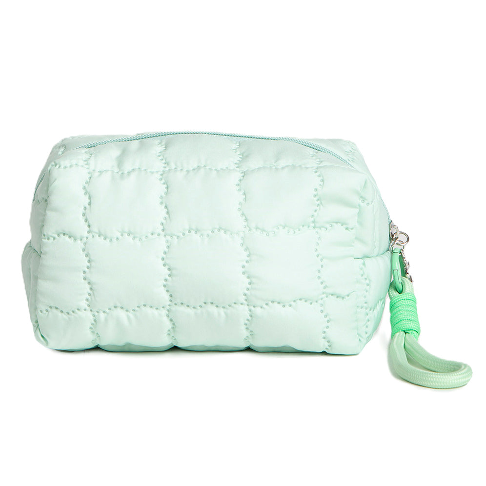 Solid Quilted Cosmetic Pouch Bag