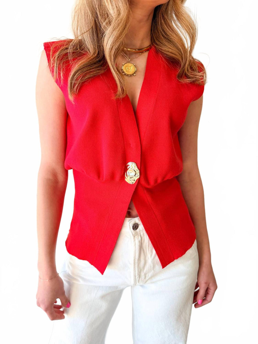 Modern Muse Vest In Red