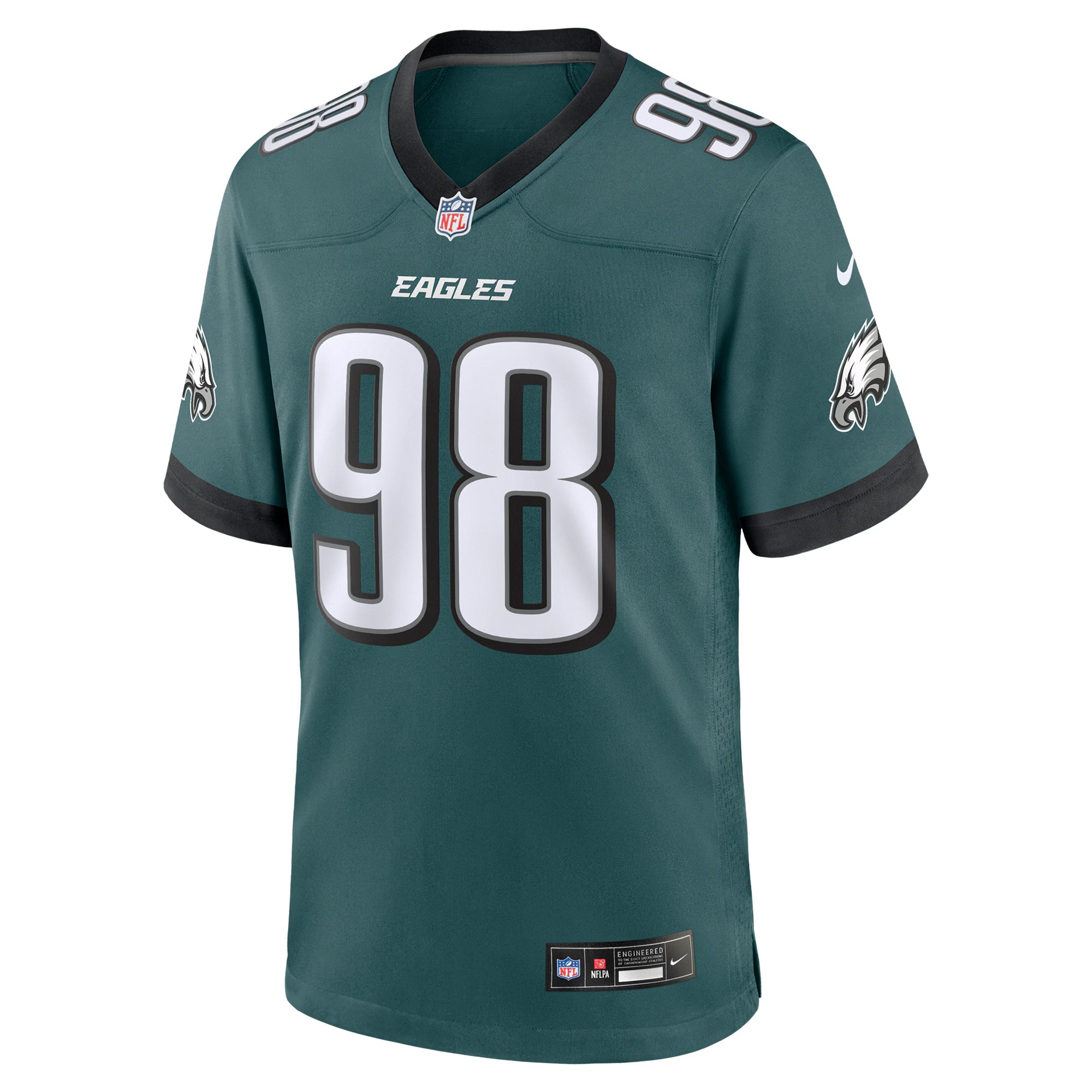 Philadelphia Eagles Jalen Carter Midnight Green Team Game Jersey