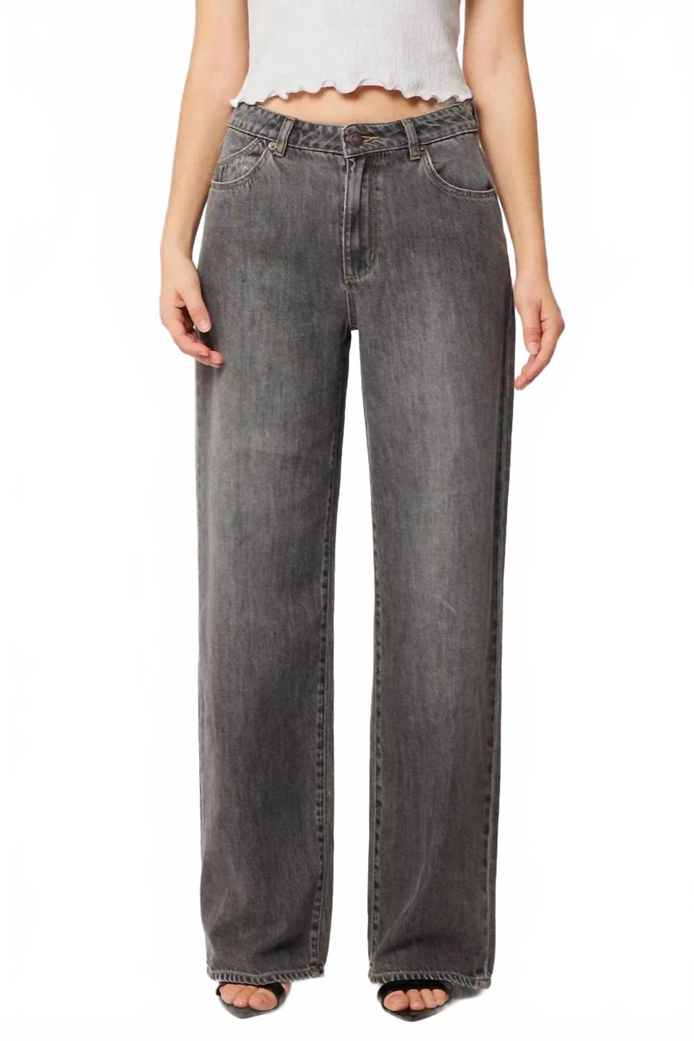 Kate Mid Rise Baggy Jeans In Black Stone