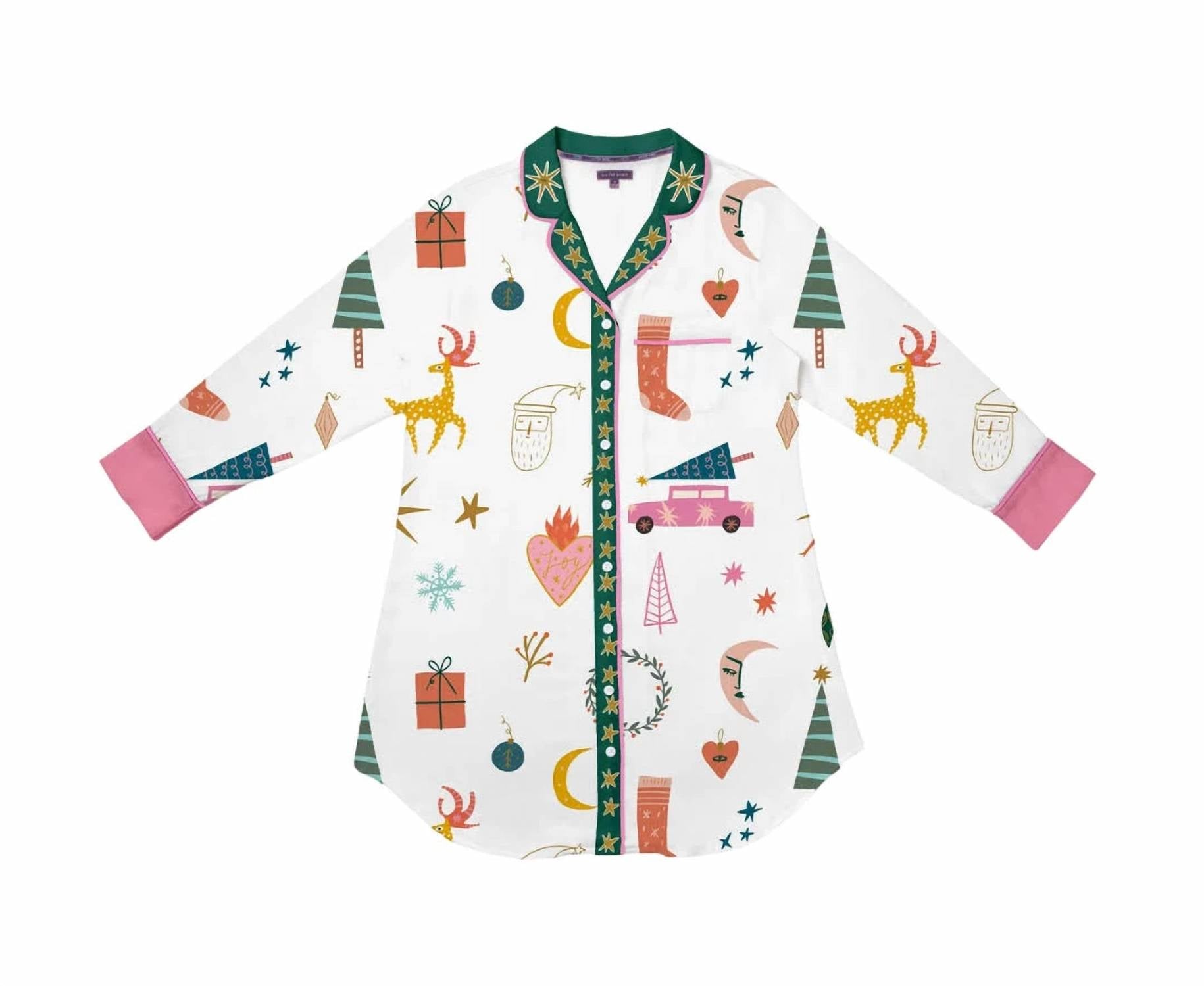 Mod Holiday Sleep Shirt In White/multi