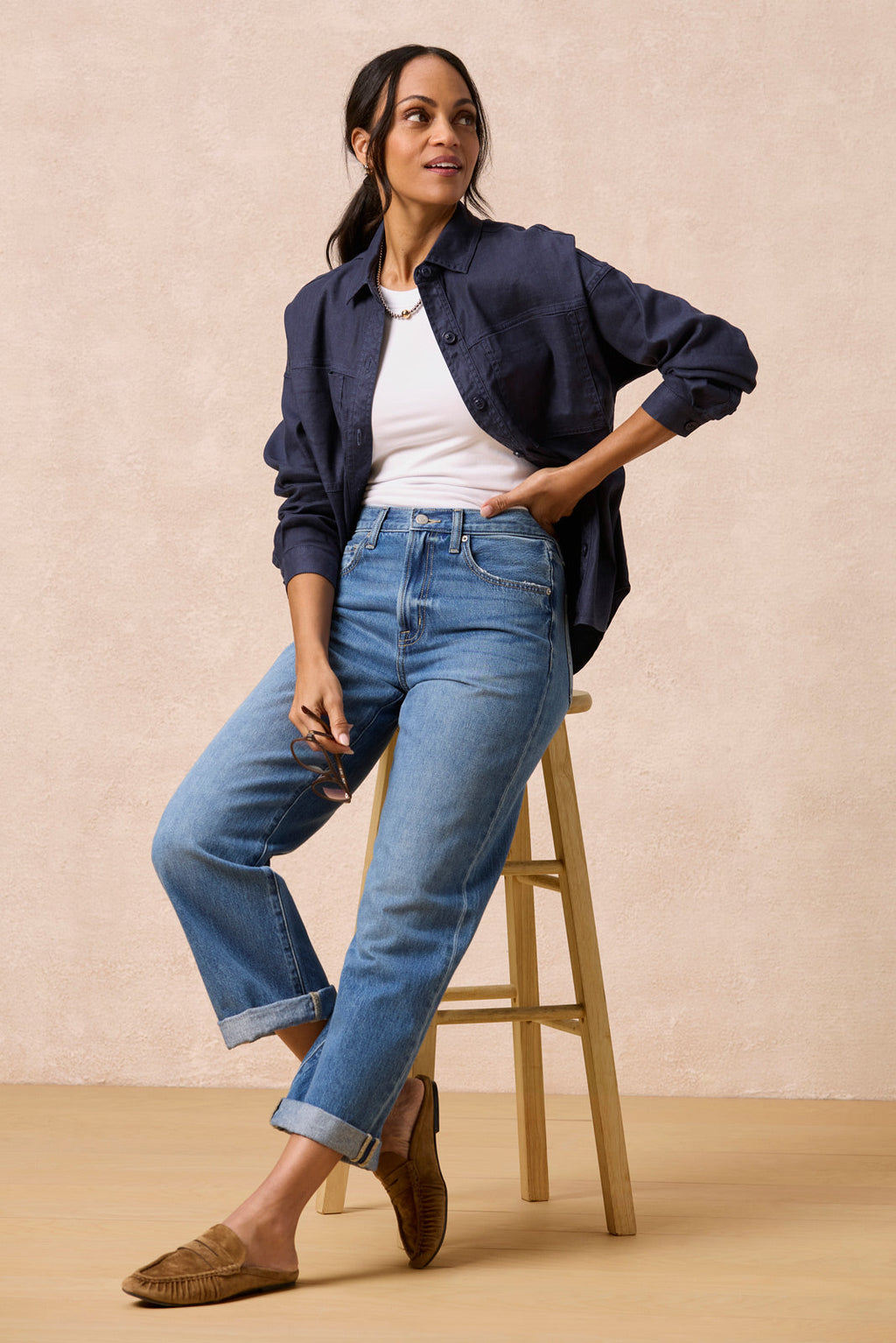 Women's Frankie Stretch Linen Long Shacket