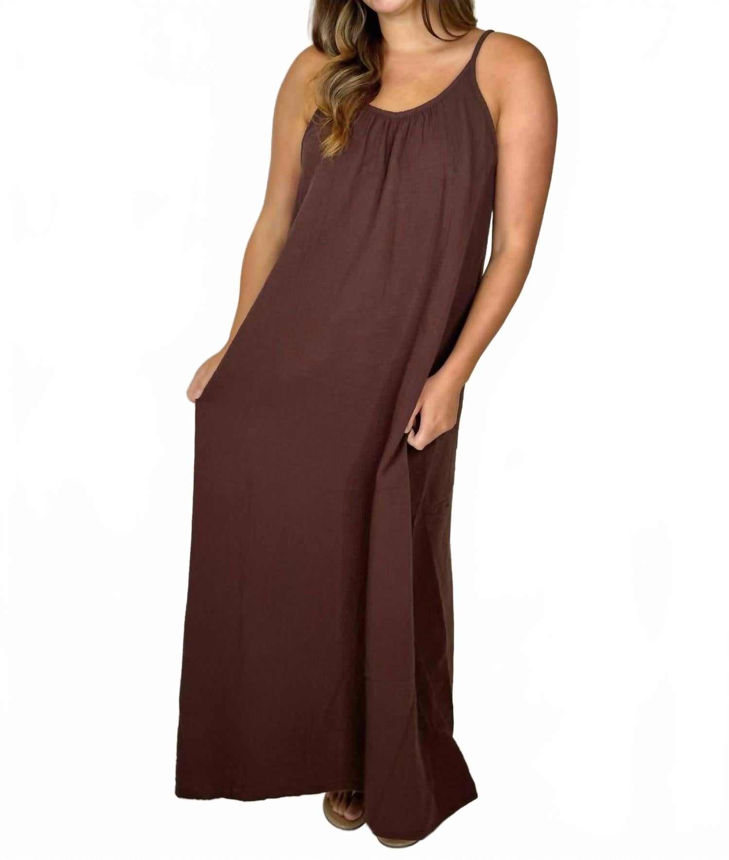 Cami Low Back Maxi Dress In Umber