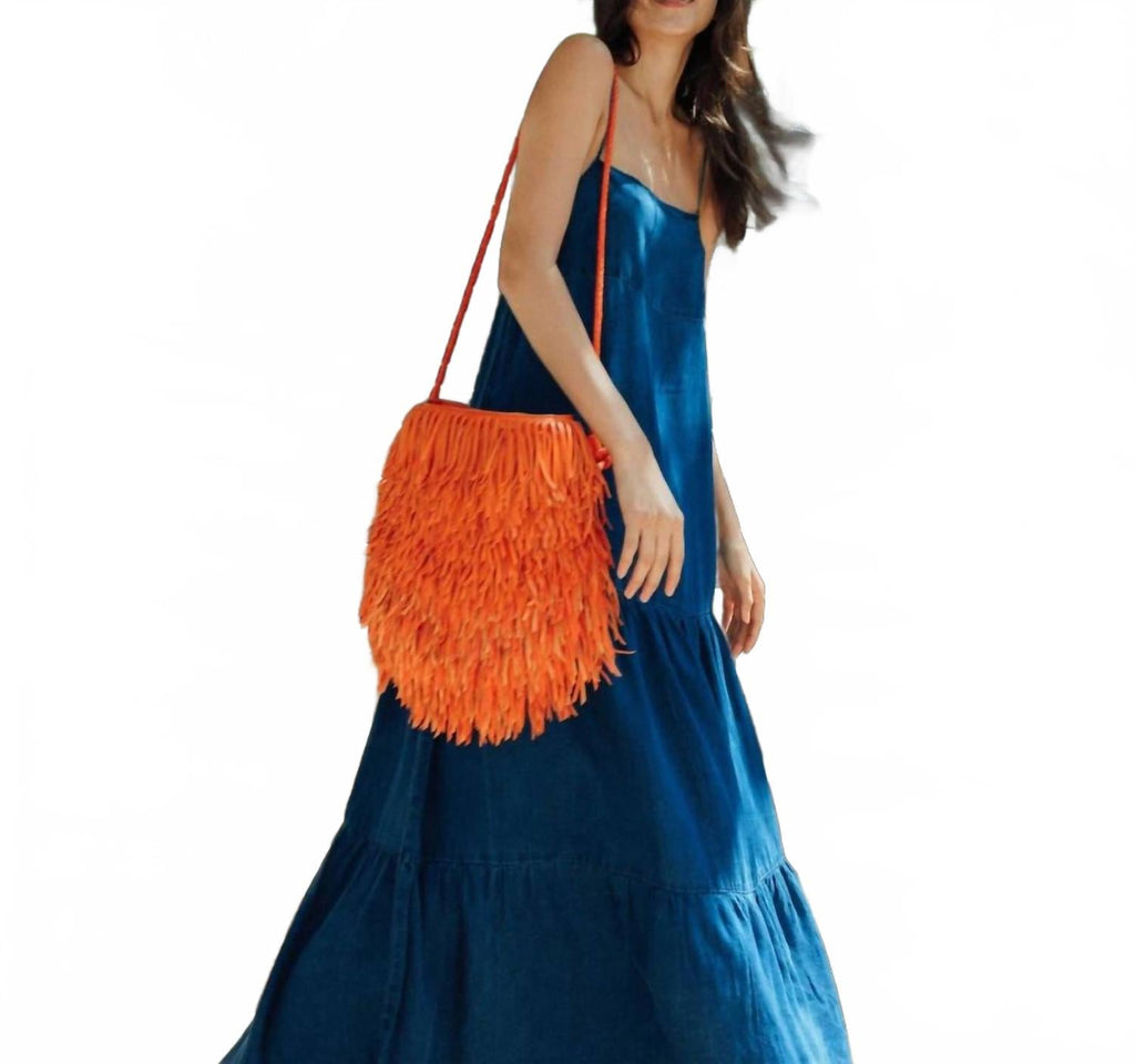 Women's Fringe Hobo Bag In Orange