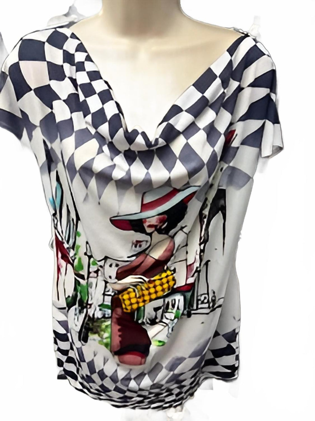 Women's Belted Cowl Neck Tunic Top In Lady Chic Navy