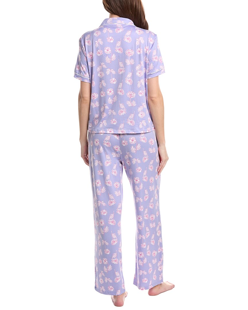 Vera Bradley 3pc Notch Collar Top, Short & Pant Pajama Set