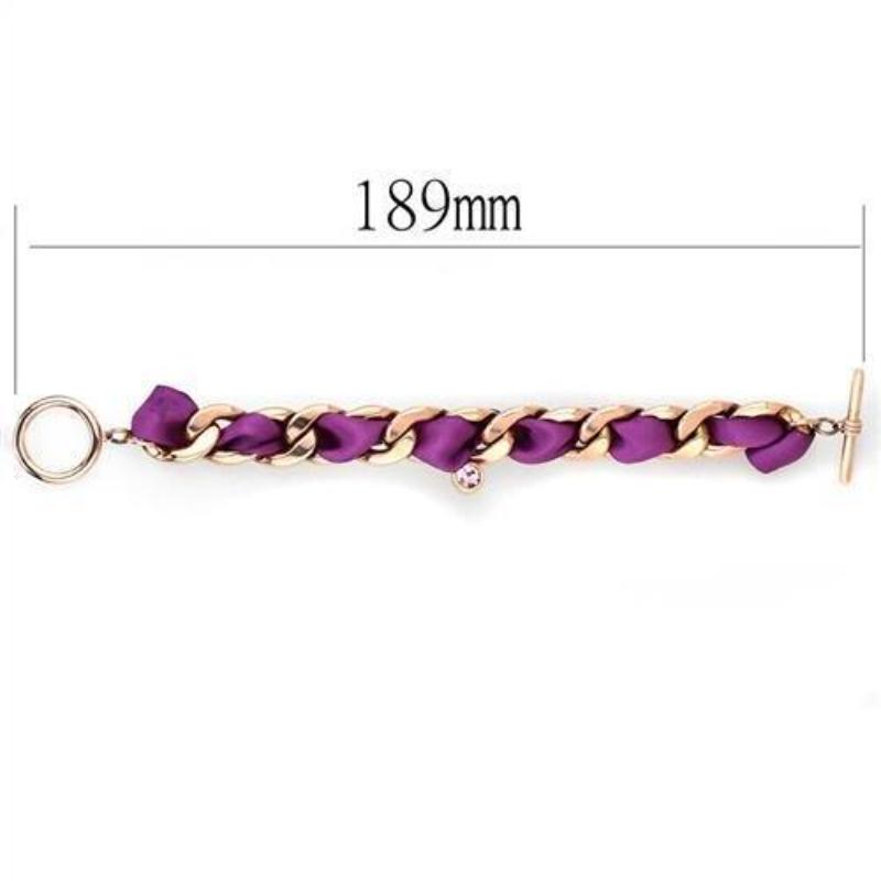 IP Rose Gold(Ion Plating) Stainless Steel Bracelet with Top Grade Crystal in Rose