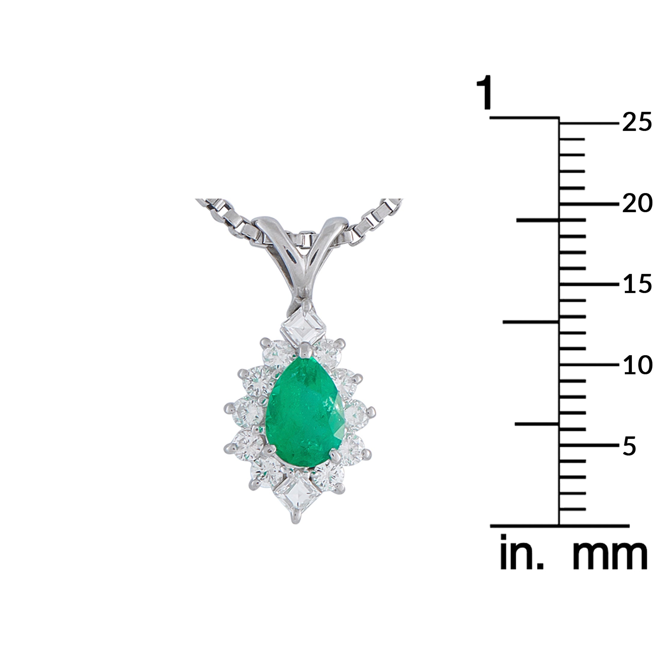 LB Exclusive Platinum 0.55ct Diamond and Emerald Pendant Necklace MF05-041026