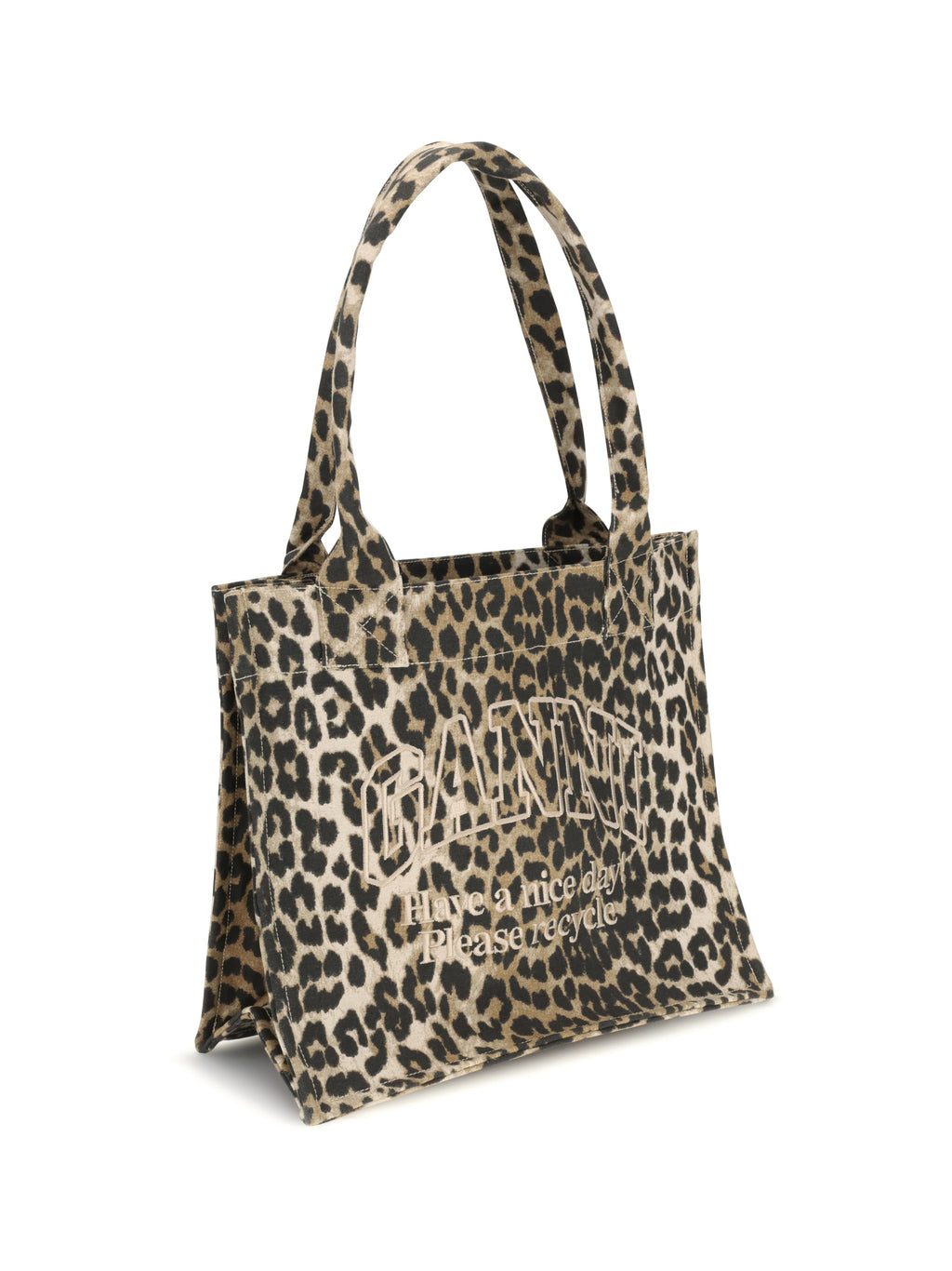 Ganni Women Leopard Print Tote Bag
