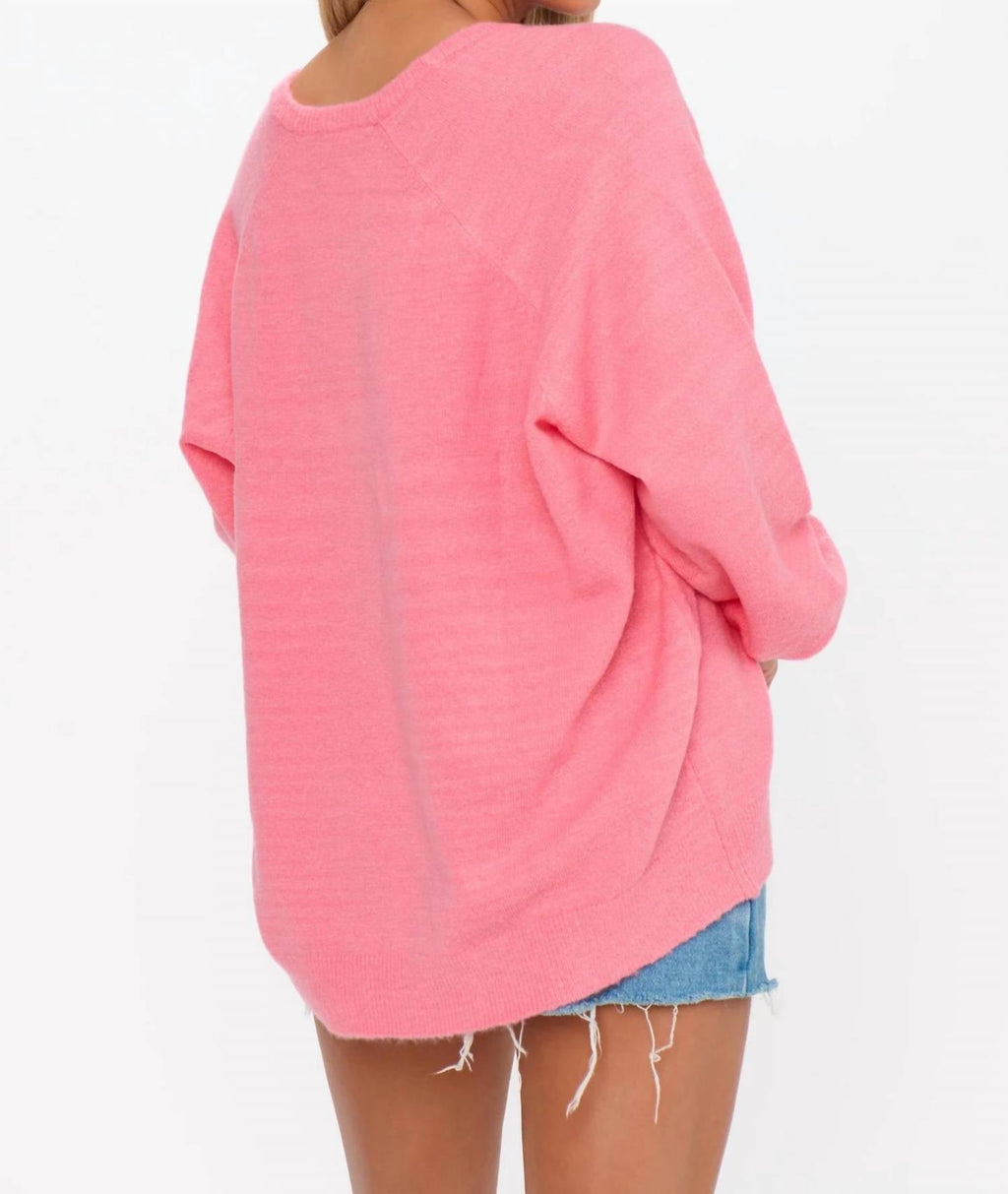 Anything Goes Sweater In Coral Knit
