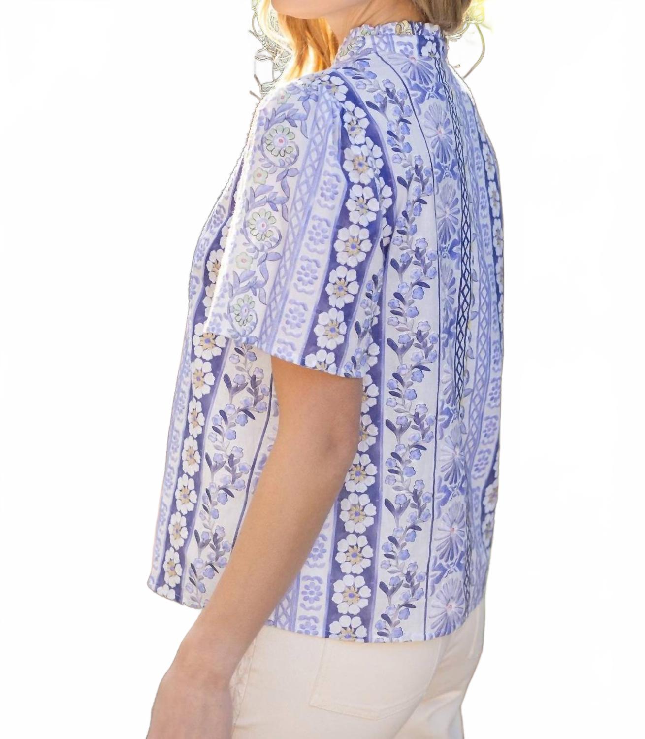 Floral Ruffle Collar Days Top In Lavender