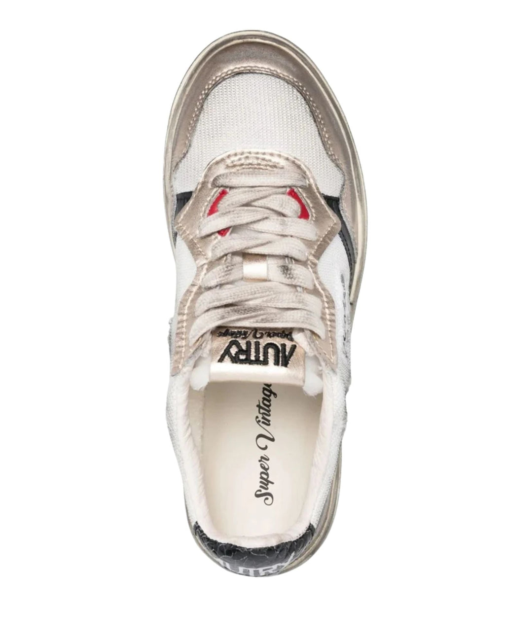 Autry Sup Vint Low Wom Sneakers In Calf Leather Wht/Gold For Women Avlw Ms09 Wht/Gold