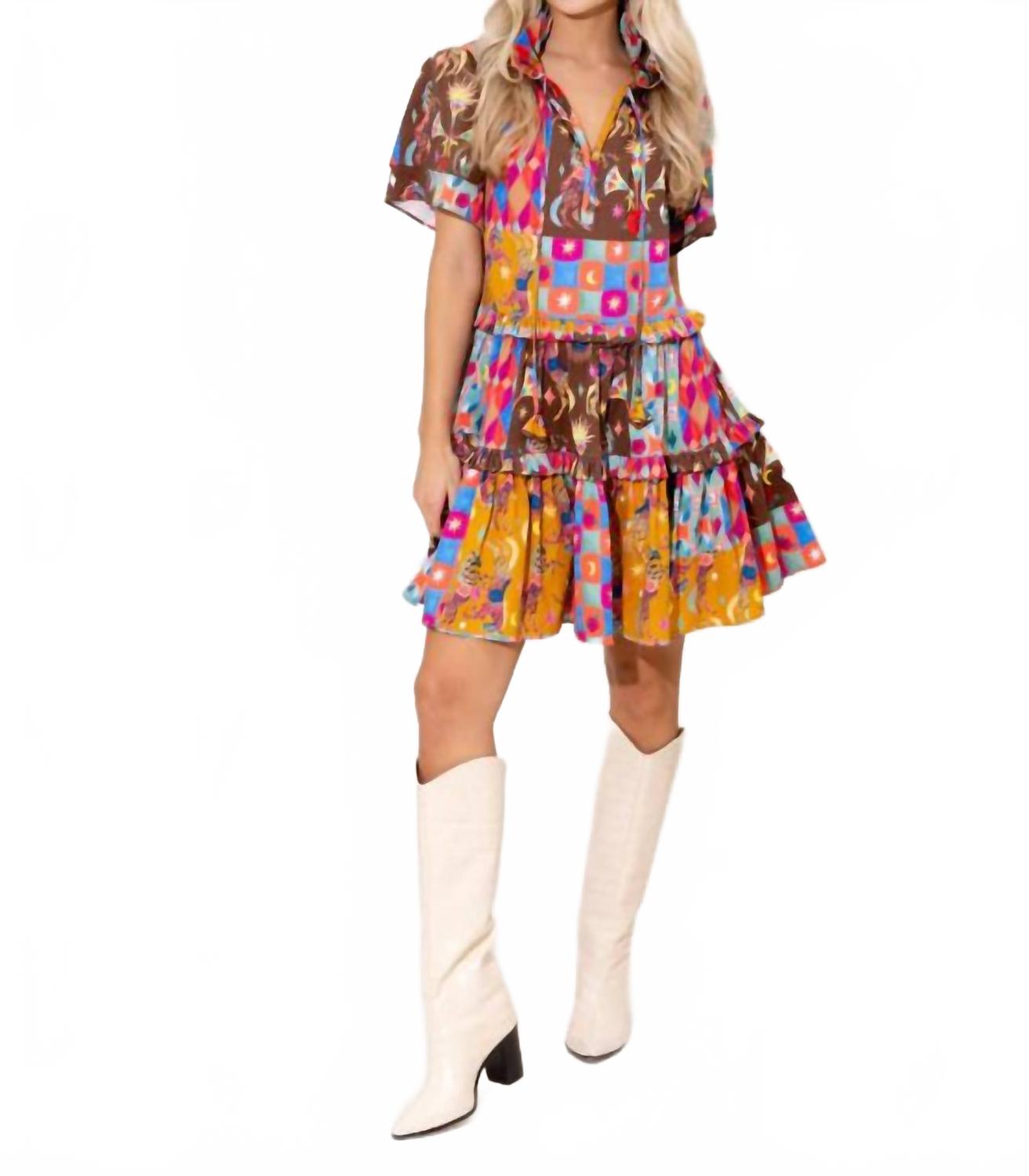 Hallie Ruffle Hem Dress In Triple Crown Equestrian