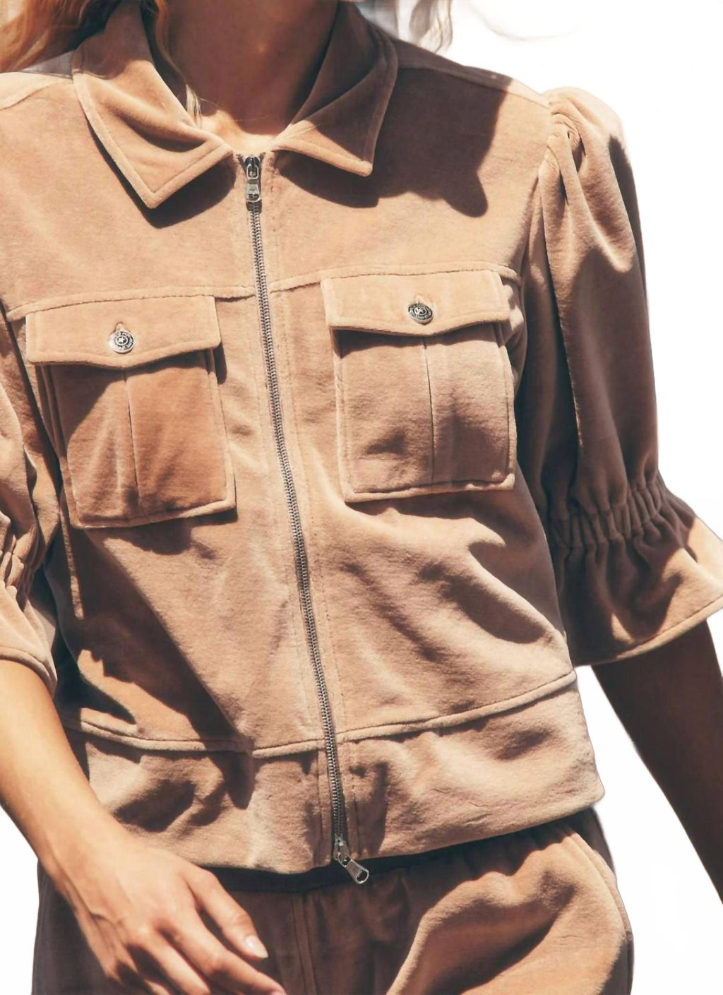 Velour Holly Jacket In Mocha