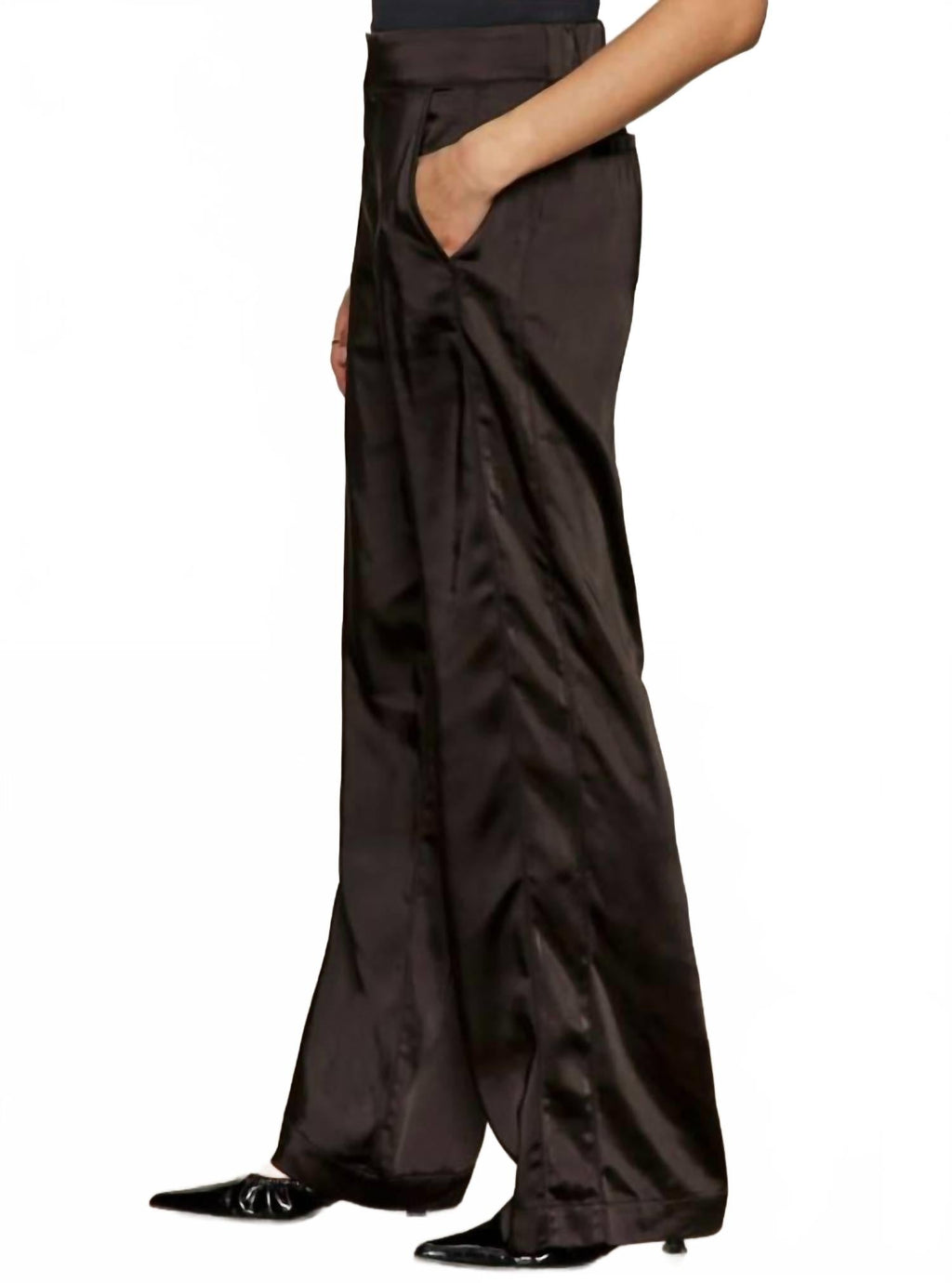 Modern Satin Trouser In Black
