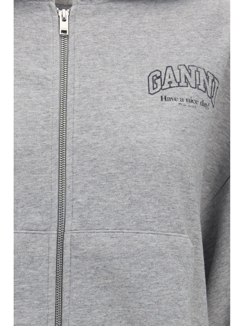 Ganni Women Cotton Zip-Up Hoodie