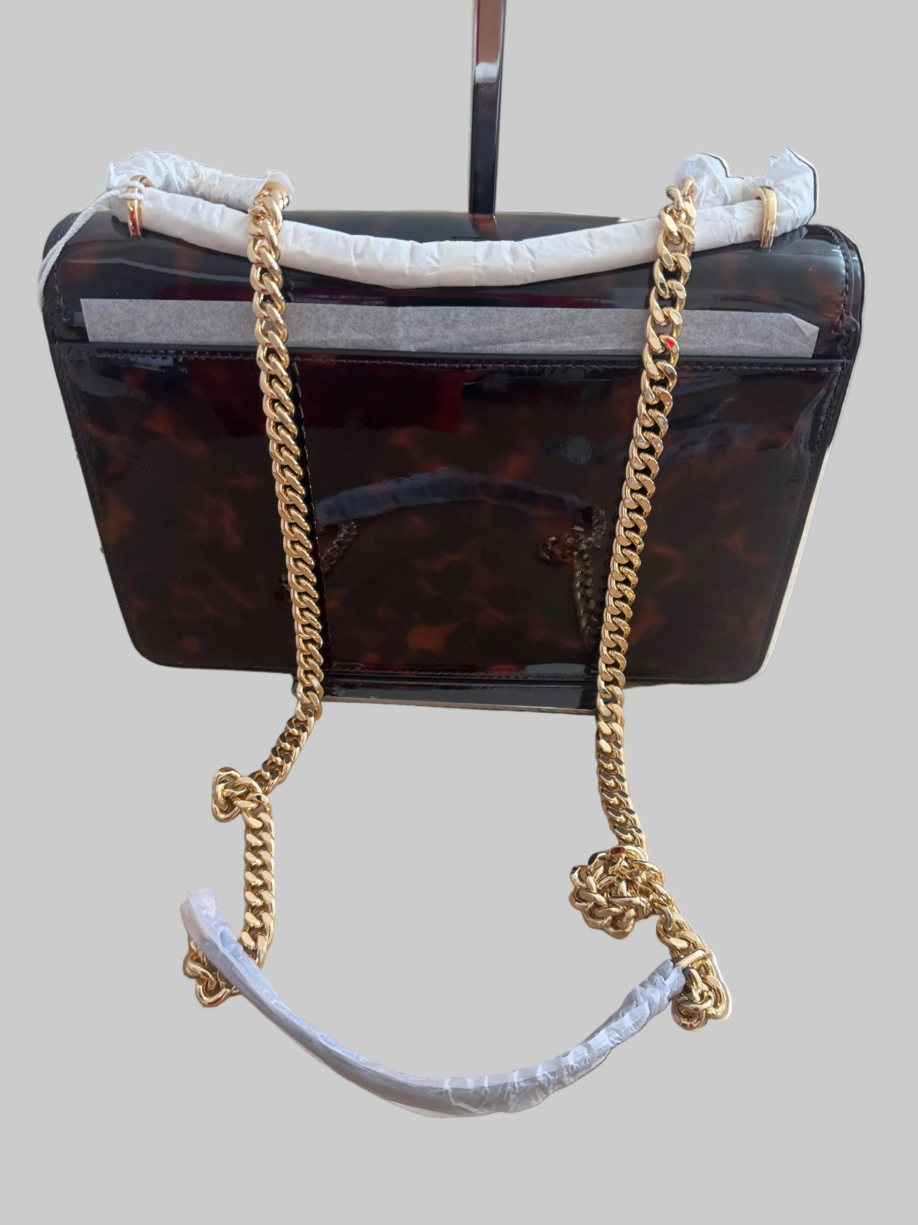 NWT Tory Burch Emerson Patent Flap Adjustable Medium Shoulder Bag