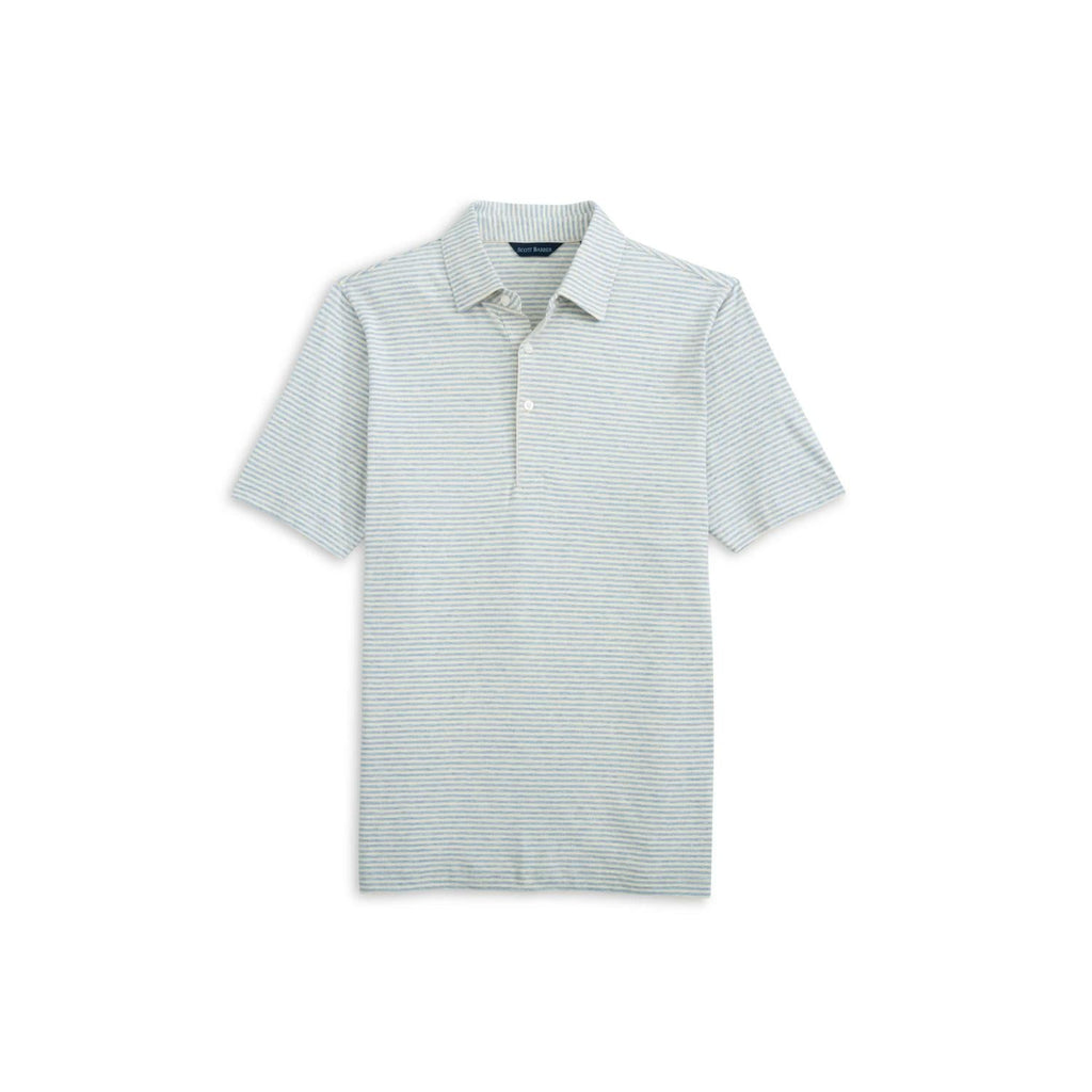 Men's Linen Blend Stripe Polo In Sky Heather