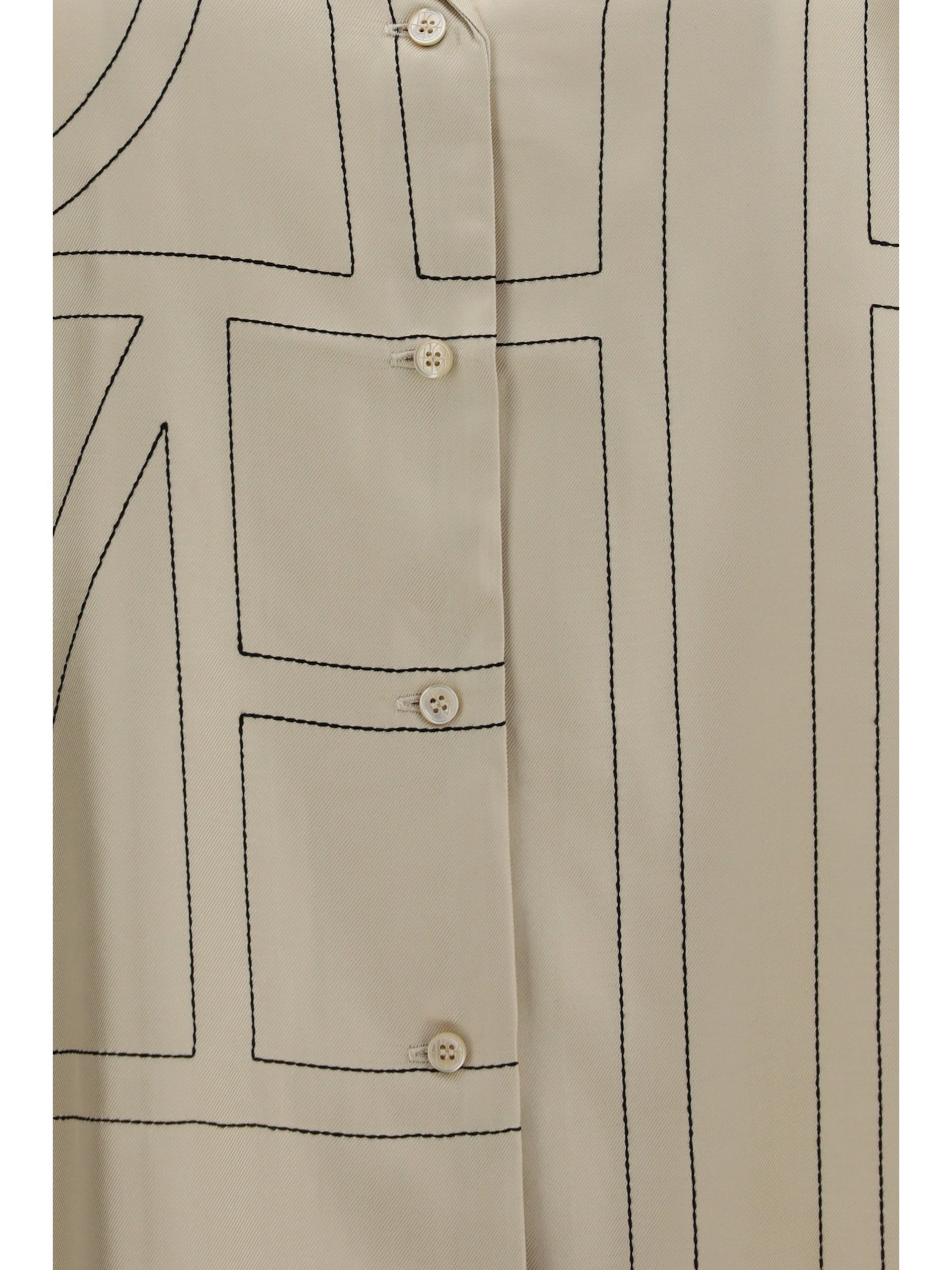 Toteme Women Silk Shirt With All-Over Monogram