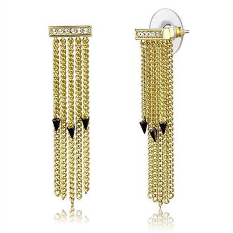 Gold+Ruthenium Brass Earrings with Top Grade Crystal in Clear