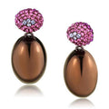 IP Coffee light Stainless Steel Earrings with Top Grade Crystal in Multi Color