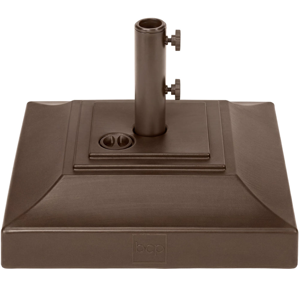 Best Choice Products Fillable Plastic Patio Umbrella Base Stand, Pole Holder w/ Adjustment Knob, Pyramid Design - Brown