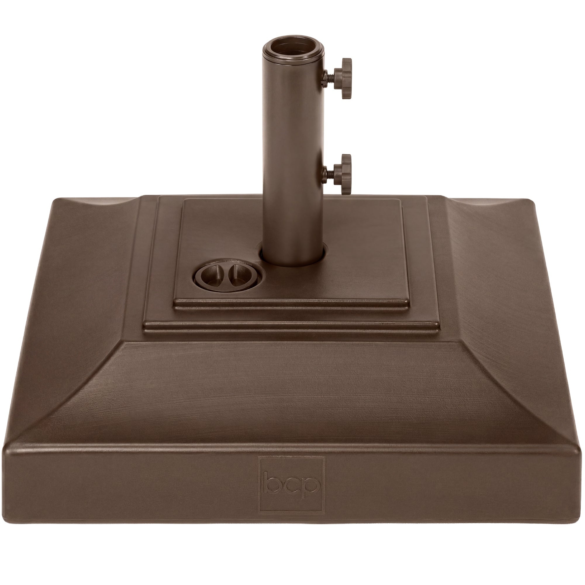 Best Choice Products Fillable Plastic Patio Umbrella Base Stand, Pole Holder w/ Adjustment Knob, Pyramid Design - Brown