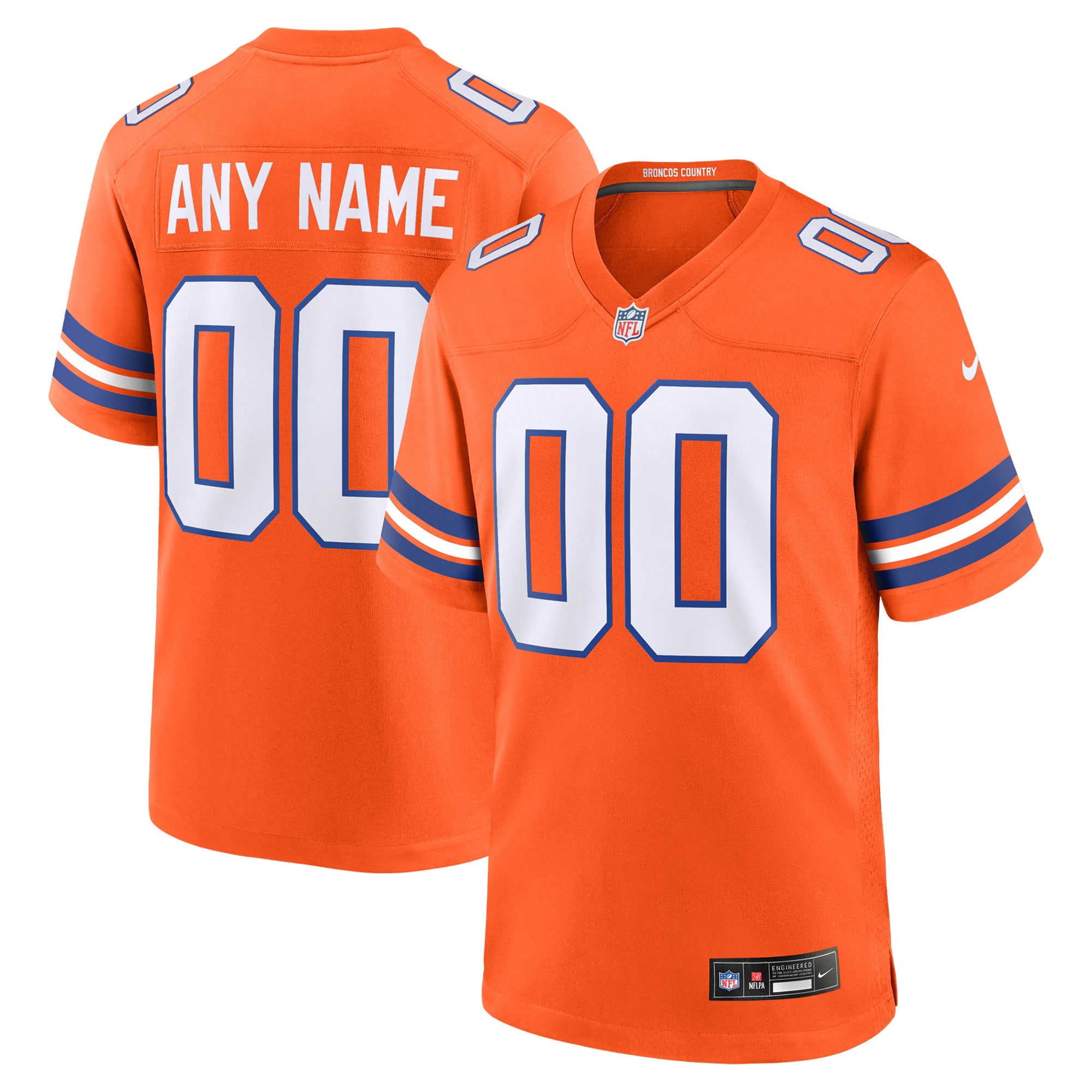 Denver Broncos Orange Mile High Collection 1977 Throwback Custom Game Jersey