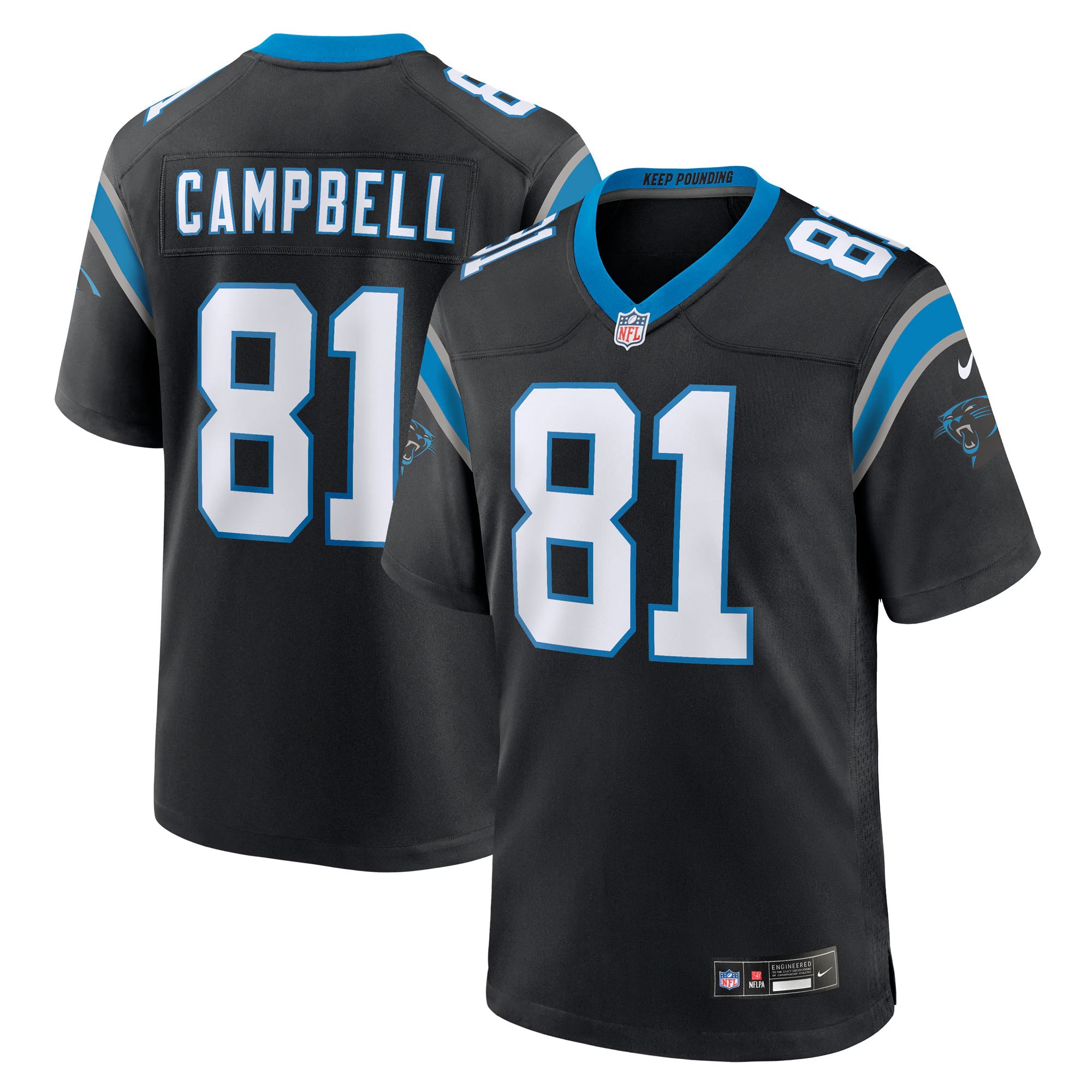 Carolina Panthers Dalevon Campbell Black Team Game Jersey
