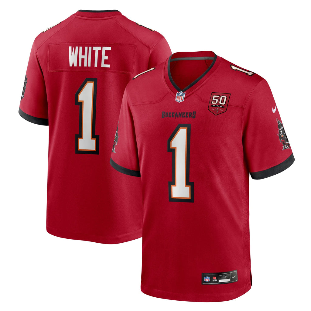 Tampa Bay Buccaneers Rachaad White Red 50th Anniversary Team Game Jersey