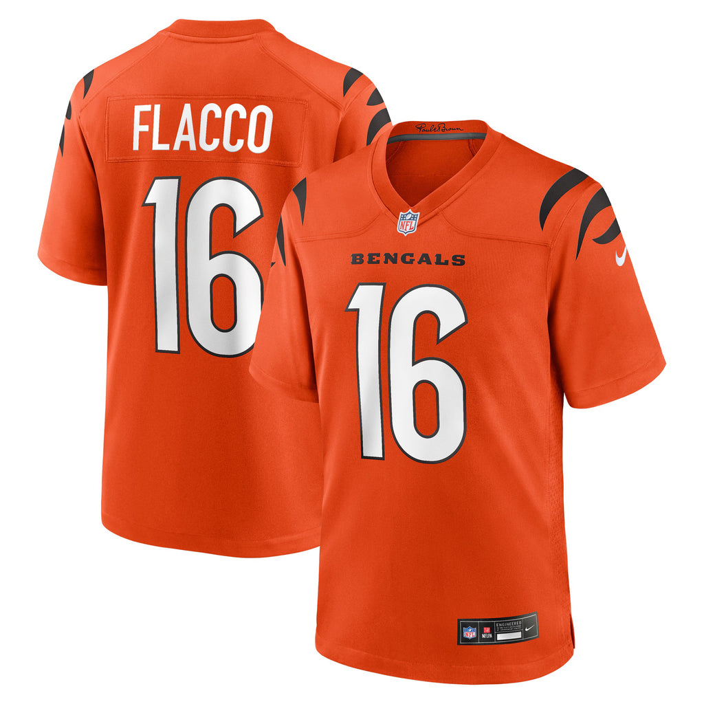 Cincinnati Bengals Joe Flacco Orange Alternate Game Jersey