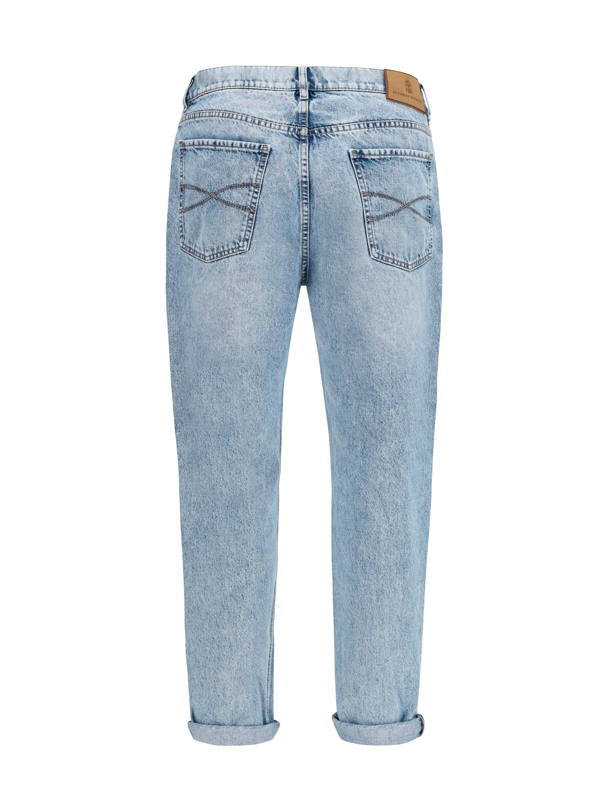 Brunello Cucinelli Men Straight-Leg Turn-Up Jeans