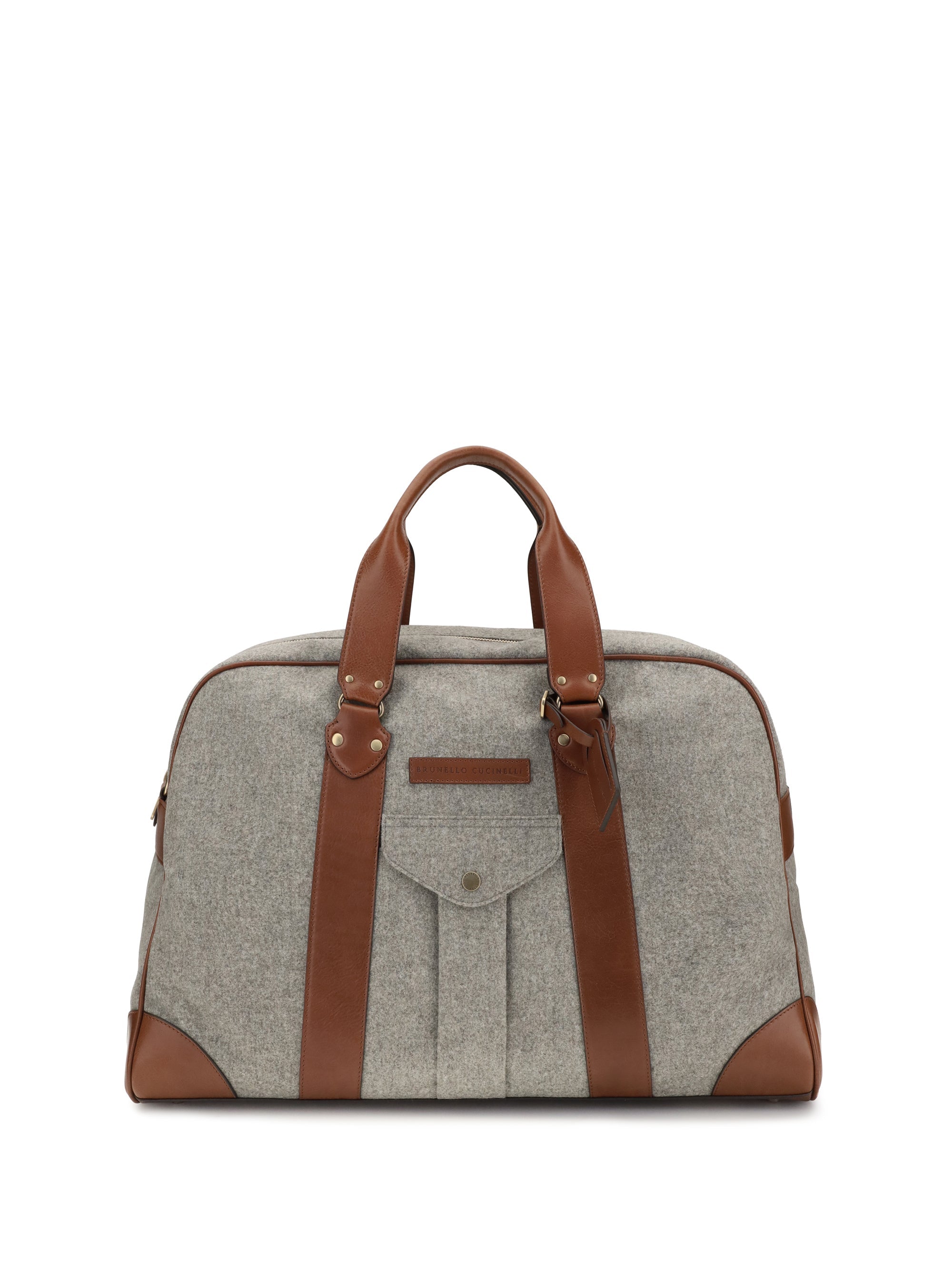Brunello Cucinelli Men Wool And Leather Travel Bag