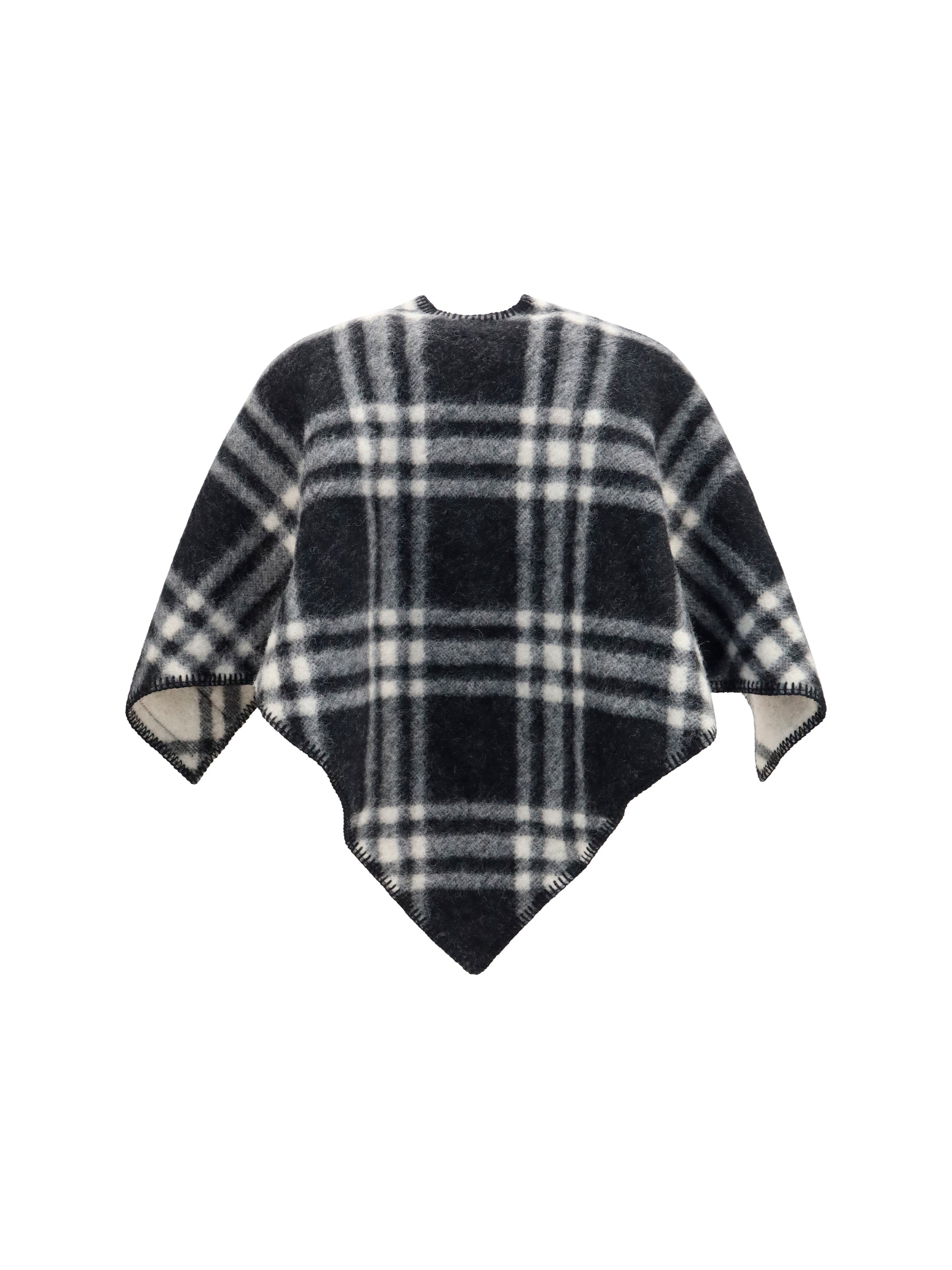 Burberry Women Short Wool Check Poncho
