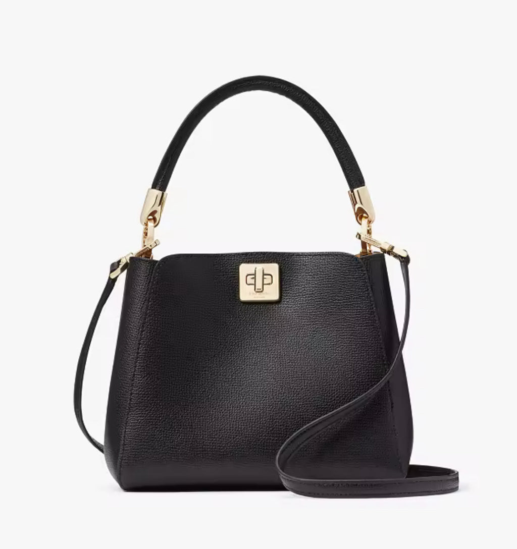 NWT Kate Spade Phoebe Small Top Handle Leather Bag In Black