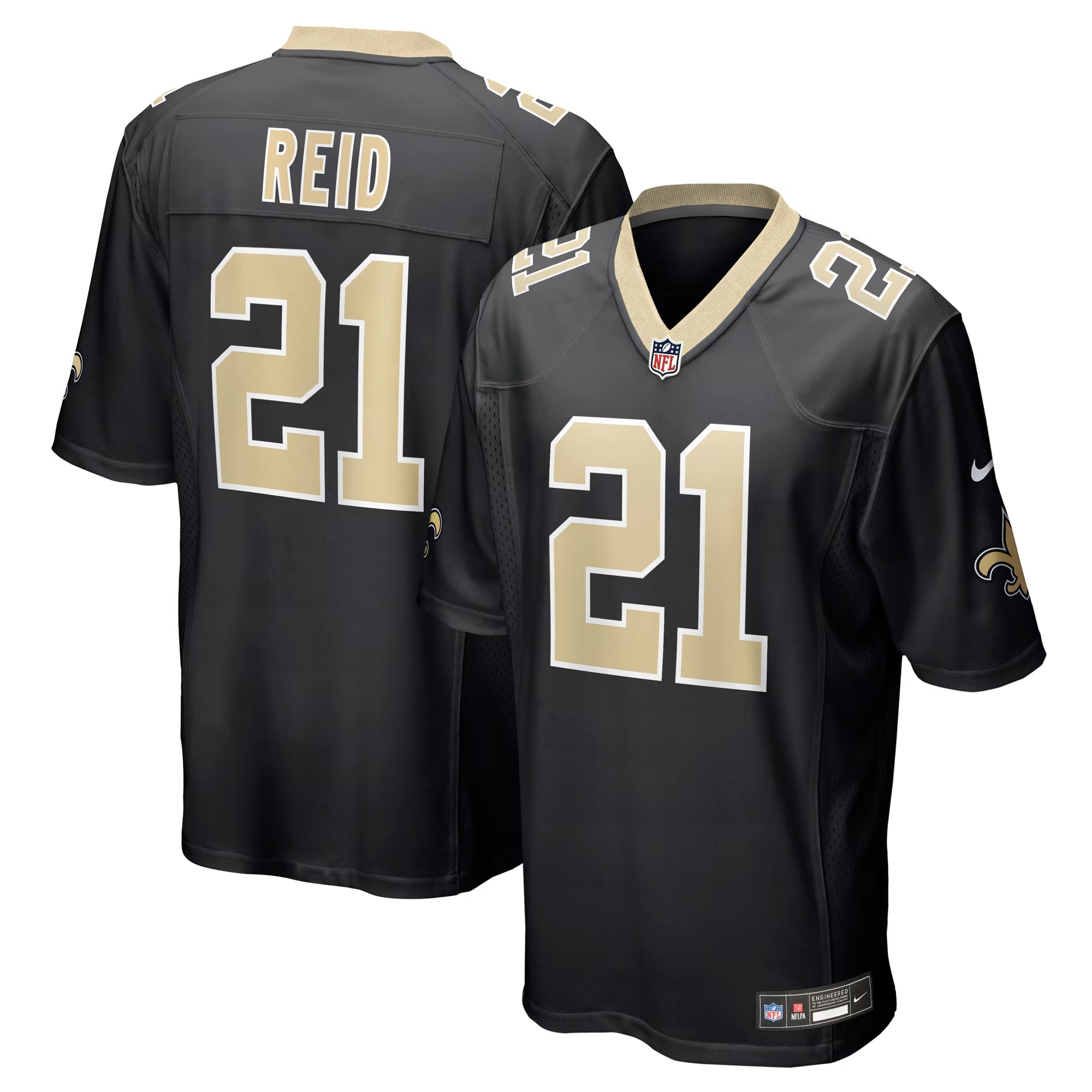 New Orleans Saints Justin Reid Black Team Game Jersey